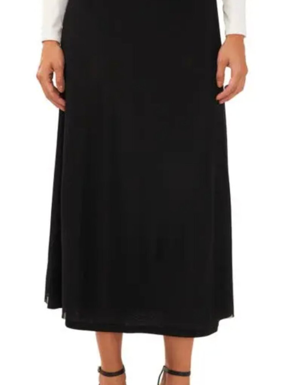 Halogen Black Pull-on mesh maxi skirt